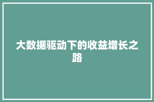 大数据驱动下的收益增长之路  第1张