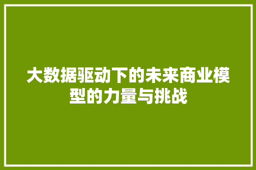 大数据驱动下的未来商业模型的力量与挑战  第1张