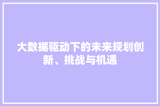 大数据驱动下的未来规划创新、挑战与机遇  第1张