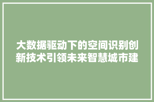 大数据驱动下的空间识别创新技术引领未来智慧城市建设  第1张