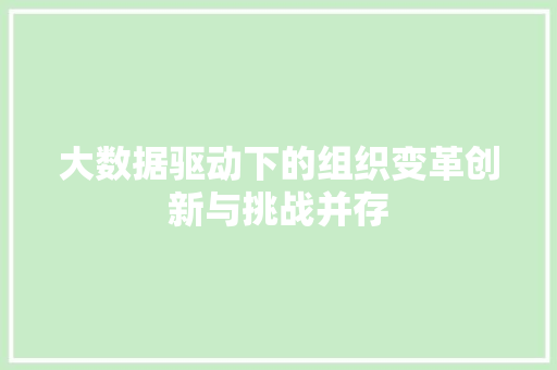大数据驱动下的组织变革创新与挑战并存