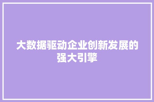 大数据驱动企业创新发展的强大引擎  第1张