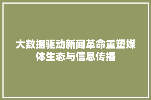 大数据驱动新闻革命重塑媒体生态与信息传播  第1张