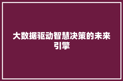 大数据驱动智慧决策的未来引擎  第1张