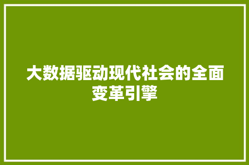 大数据驱动现代社会的全面变革引擎  第1张