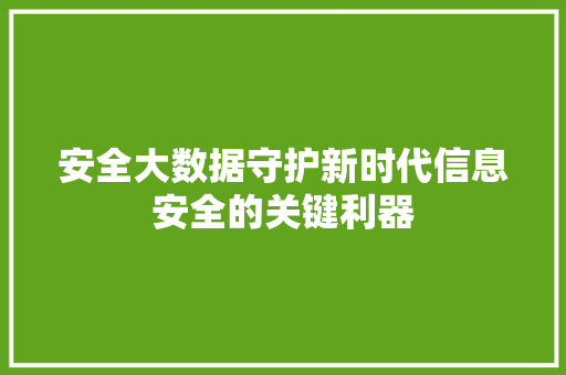 安全大数据守护新时代信息安全的关键利器  第1张
