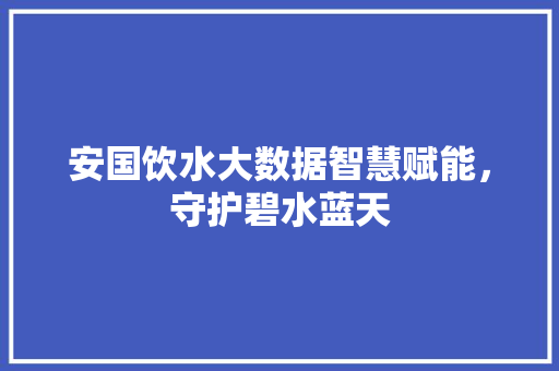 安国饮水大数据智慧赋能，守护碧水蓝天