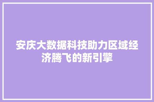 安庆大数据科技助力区域经济腾飞的新引擎