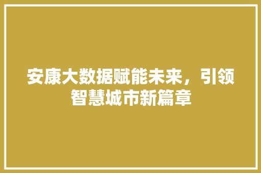 安康大数据赋能未来，引领智慧城市新篇章