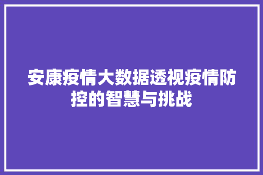 安康疫情大数据透视疫情防控的智慧与挑战