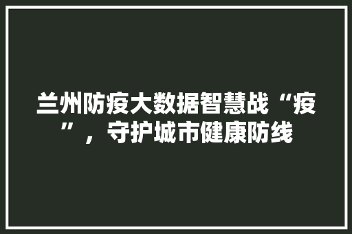 兰州防疫大数据智慧战“疫”，守护城市健康防线  第1张