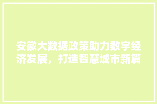 安徽大数据政策助力数字经济发展，打造智慧城市新篇章  第1张
