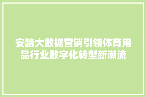 安踏大数据营销引领体育用品行业数字化转型新潮流