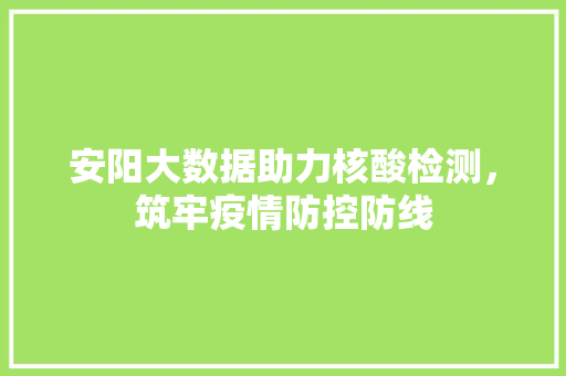 安阳大数据助力核酸检测，筑牢疫情防控防线