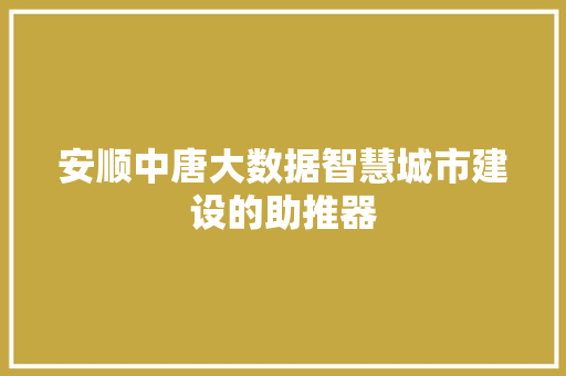 安顺中唐大数据智慧城市建设的助推器
