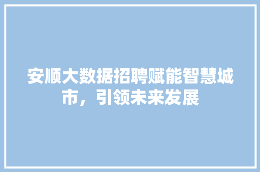 安顺大数据招聘赋能智慧城市，引领未来发展  第1张
