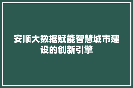 安顺大数据赋能智慧城市建设的创新引擎