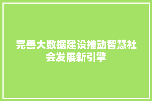 完善大数据建设推动智慧社会发展新引擎  第1张