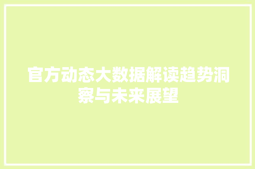 官方动态大数据解读趋势洞察与未来展望