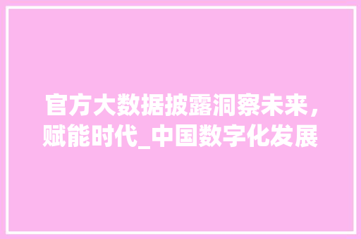 官方大数据披露洞察未来，赋能时代_中国数字化发展新态势  第1张