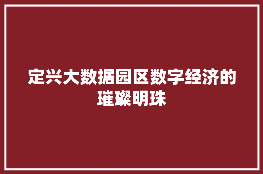 定兴大数据园区数字经济的璀璨明珠