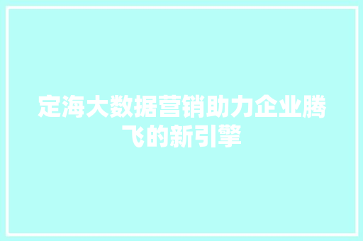定海大数据营销助力企业腾飞的新引擎