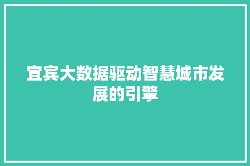 宜宾大数据驱动智慧城市发展的引擎