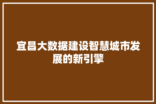 宜昌大数据建设智慧城市发展的新引擎