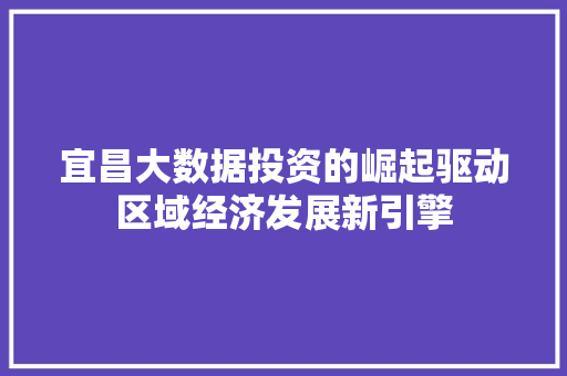 宜昌大数据投资的崛起驱动区域经济发展新引擎