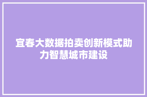 宜春大数据拍卖创新模式助力智慧城市建设  第1张
