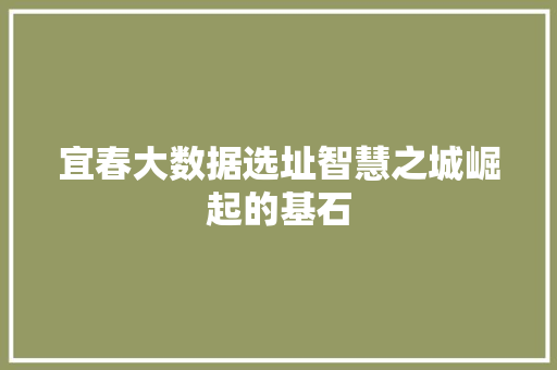 宜春大数据选址智慧之城崛起的基石  第1张