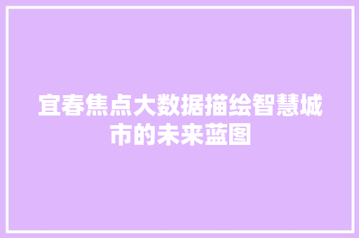 宜春焦点大数据描绘智慧城市的未来蓝图