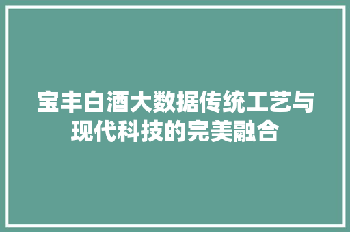 宝丰白酒大数据传统工艺与现代科技的完美融合