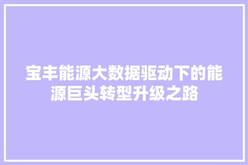 宝丰能源大数据驱动下的能源巨头转型升级之路