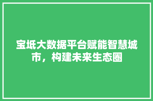 宝坻大数据平台赋能智慧城市，构建未来生态圈