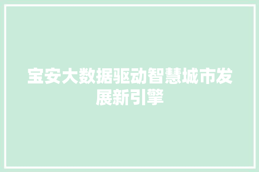 宝安大数据驱动智慧城市发展新引擎