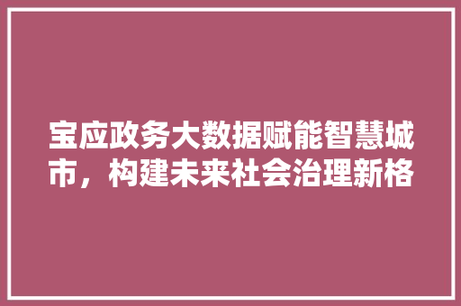 宝应政务大数据赋能智慧城市，构建未来社会治理新格局