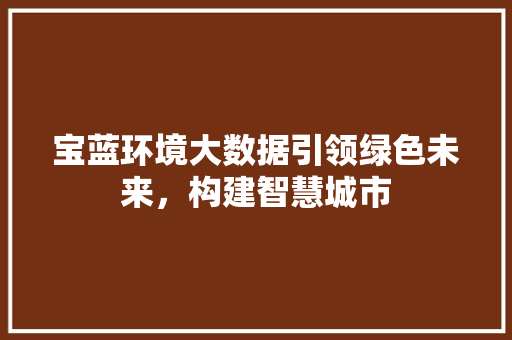 宝蓝环境大数据引领绿色未来，构建智慧城市