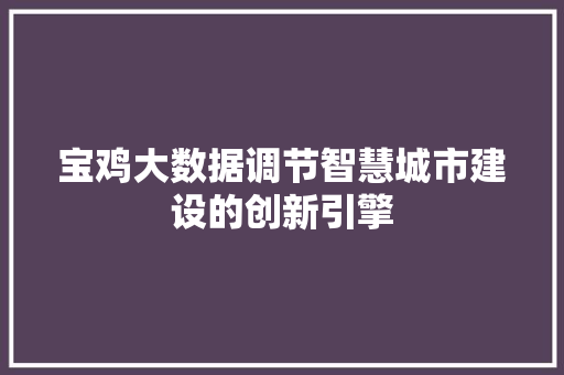 宝鸡大数据调节智慧城市建设的创新引擎