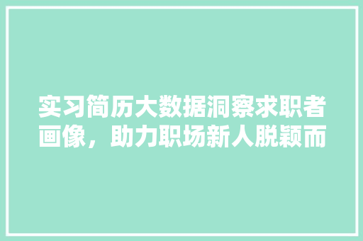 实习简历大数据洞察求职者画像，助力职场新人脱颖而出