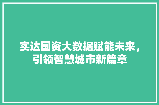 实达国资大数据赋能未来，引领智慧城市新篇章