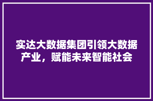 实达大数据集团引领大数据产业，赋能未来智能社会