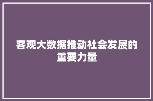 客观大数据推动社会发展的重要力量