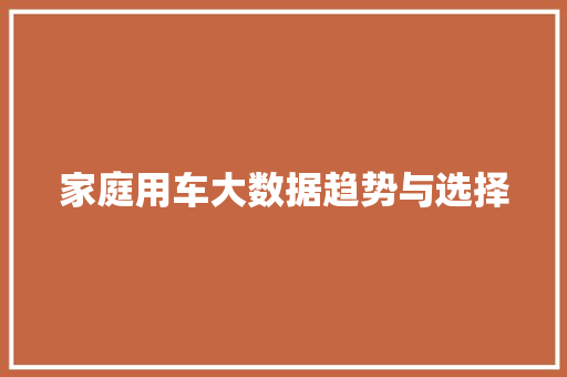 家庭用车大数据趋势与选择