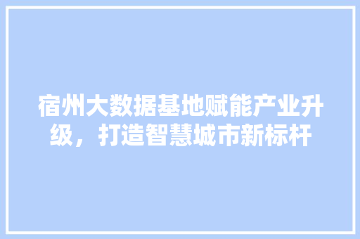 宿州大数据基地赋能产业升级，打造智慧城市新标杆
