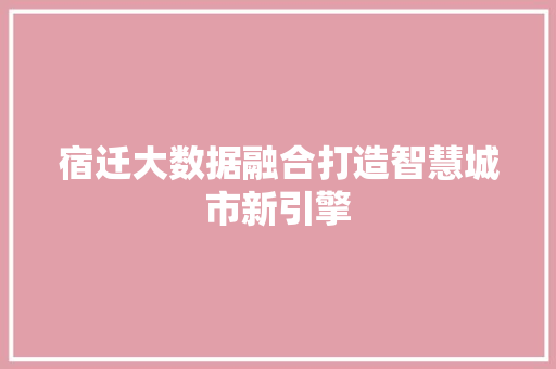 宿迁大数据融合打造智慧城市新引擎