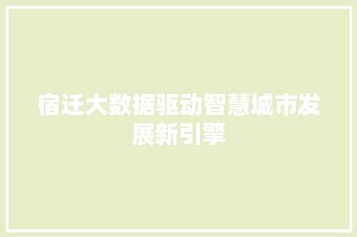 宿迁大数据驱动智慧城市发展新引擎