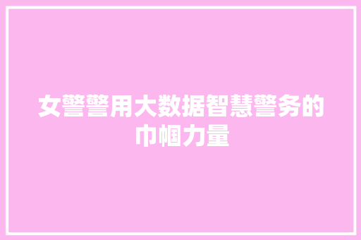 女警警用大数据智慧警务的巾帼力量