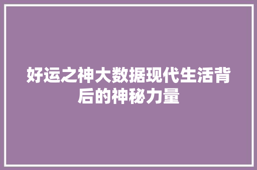 好运之神大数据现代生活背后的神秘力量