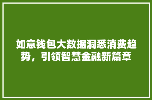 如意钱包大数据洞悉消费趋势，引领智慧金融新篇章